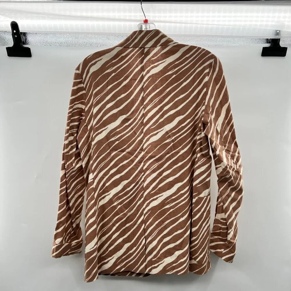 A New Day Women's Zebra Print Single Button Blazer Tan/White Size XS